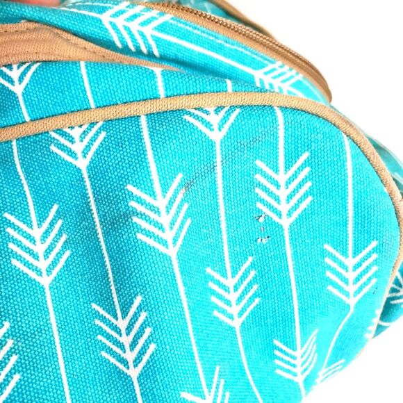 Women's Ame & Lulu's Boho Blue Broken Arrow Tennis Rack Zip Backpack Holder - Picture 9 of 11